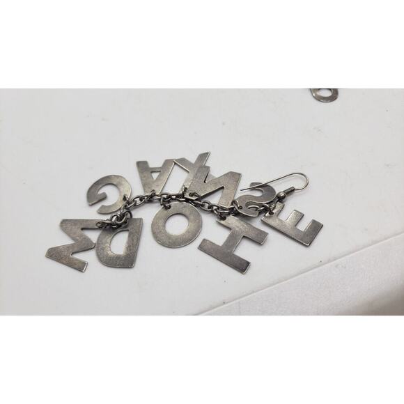 Vintage Earrings Super Long Dangle Letter Charms Spell Words 1970s Create - Picture 6 of 7